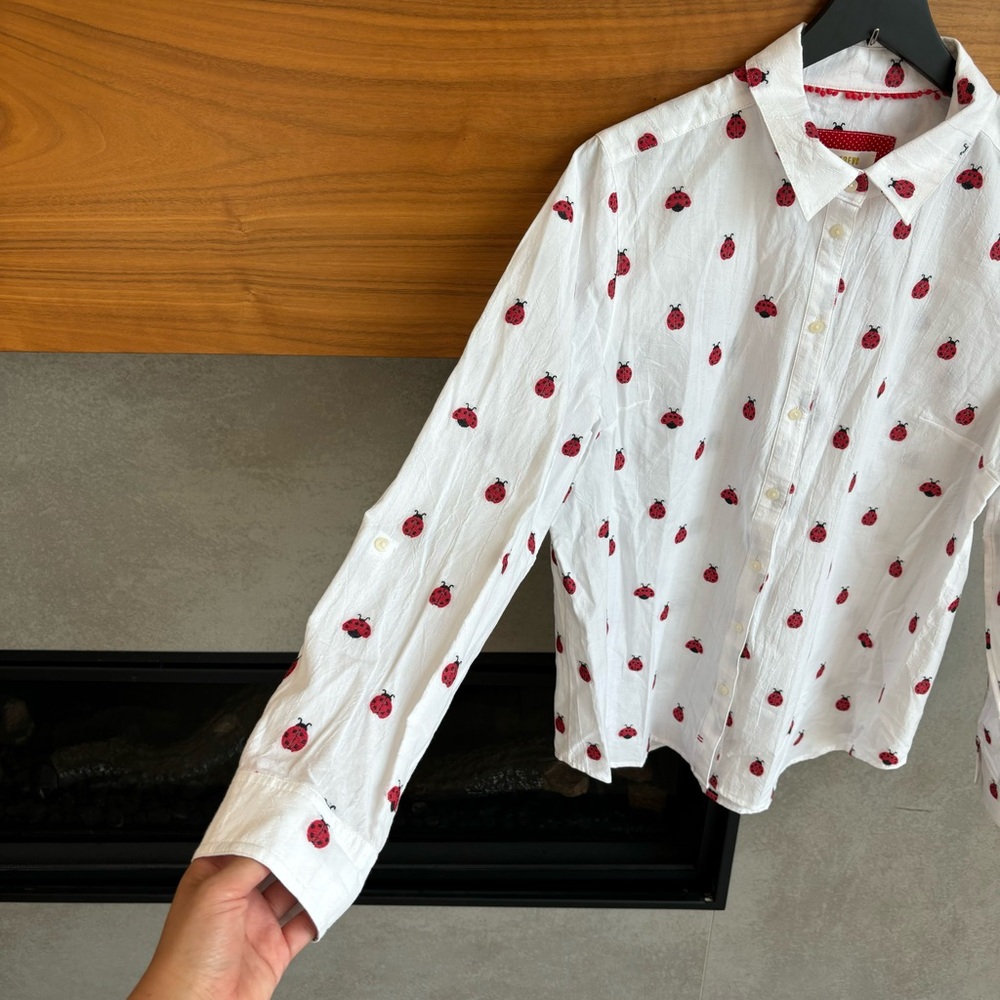 NWT Maeve by Anthropologie Classic Lady Bug Buttondown, Size L - Picture 8 of 13